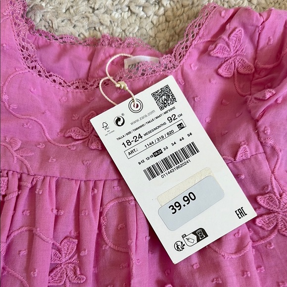 Zara pink butterfly girls dress 18-24 NWT - Picture 3 of 3